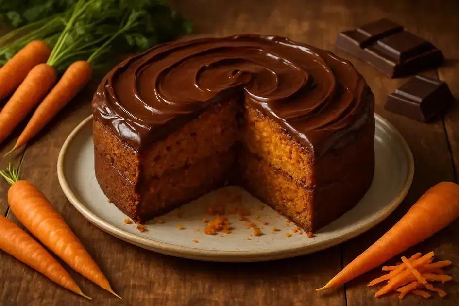 Bolo de cenoura com cobertura de chocolate: fofinho, saudável e irresistível